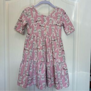 Hanna Andersson Pink Bunny Tiered Short-Sleeve Dress